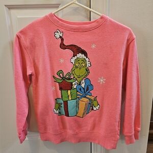 Girls' pink Grinch Sweatshirt with Colorful Graphics